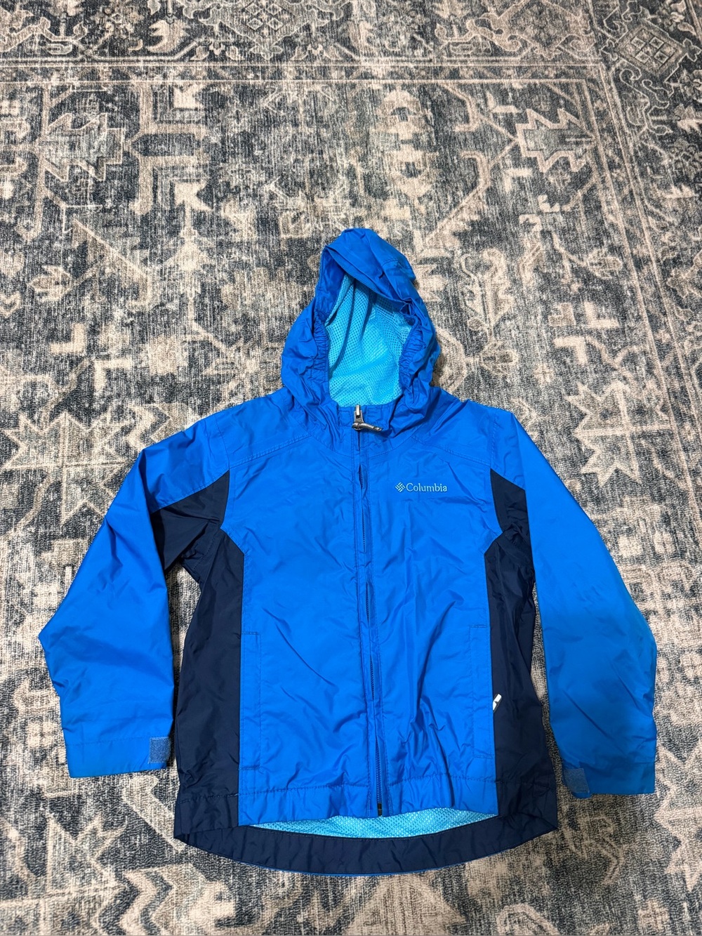 Columbia Kids Bright Blue and Navy Hooded Raincoat